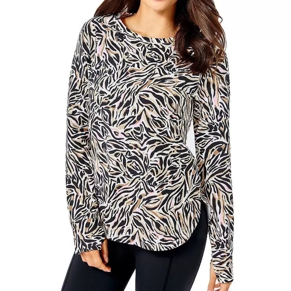 Lilly Pulitzer Blythe Luxletic Onyx you and me Pullover SIZE SMALL